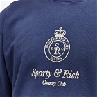 Sporty & Rich Men's Crown Embroidered Crew Sweat in Navy