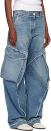 Versace Blue Low-Waist Cargo Jeans