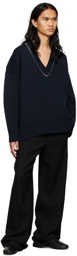 Raf Simons Navy Merino Wool Sweater