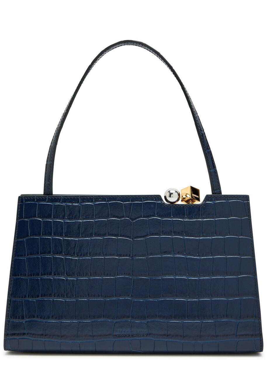 Jacquemus Le Salon Crocodile-effect Leather Shoulder bag - Navy - One Size
