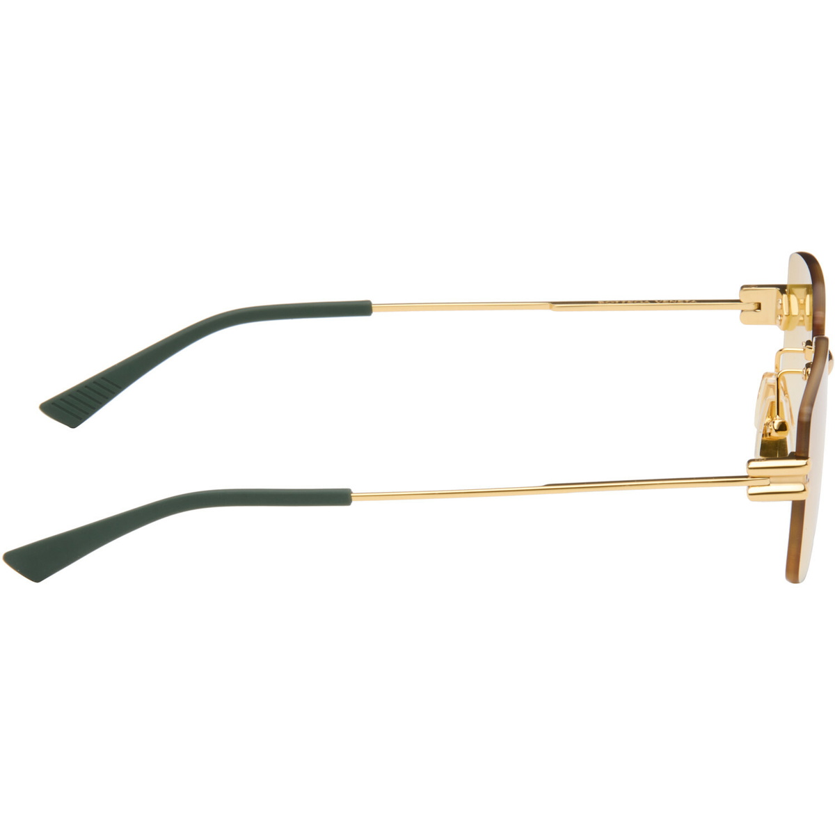 Bottega Veneta Gold Lock Rectangular Sunglasses