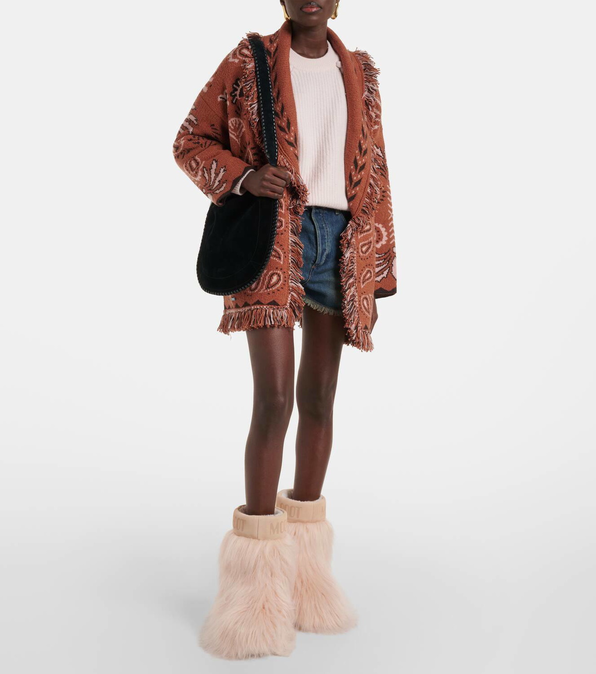 Alanui Wild Wonder Foulard wool and cotton cardigan Alanui