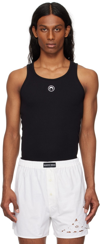 Photo: Marine Serre Black Moon Logo Ribbed Jersey Tank Top