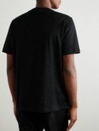 Brioni - Leather-Trimmed Cotton-Jersey T-Shirt - Black
