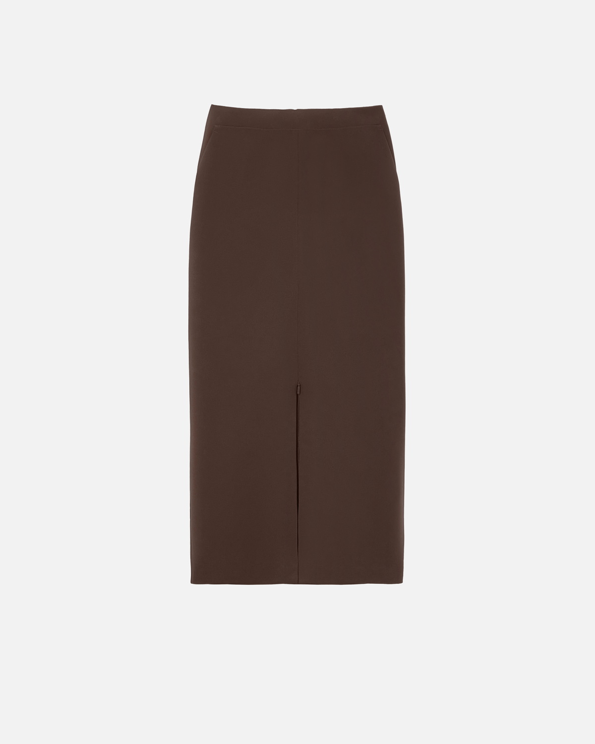 Pine Color Ankle-Length Pencil Skirt with Side Slit