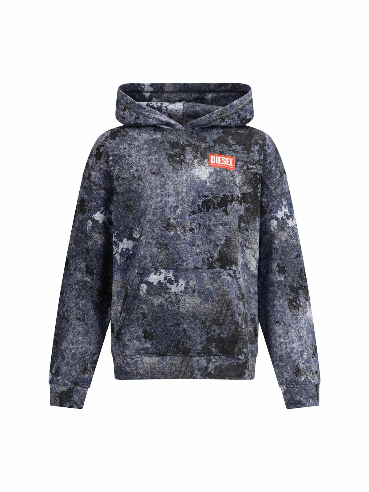 【DIESEL】s-boxt-hood-q7 Men's Hoodie with multi-layered logo print | Black | Diesel
