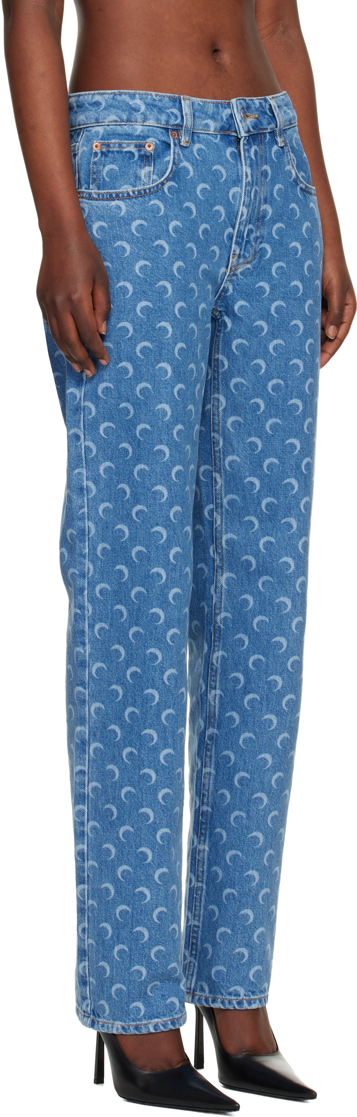 Marine Serre Blue Moon Laser Straight Jeans