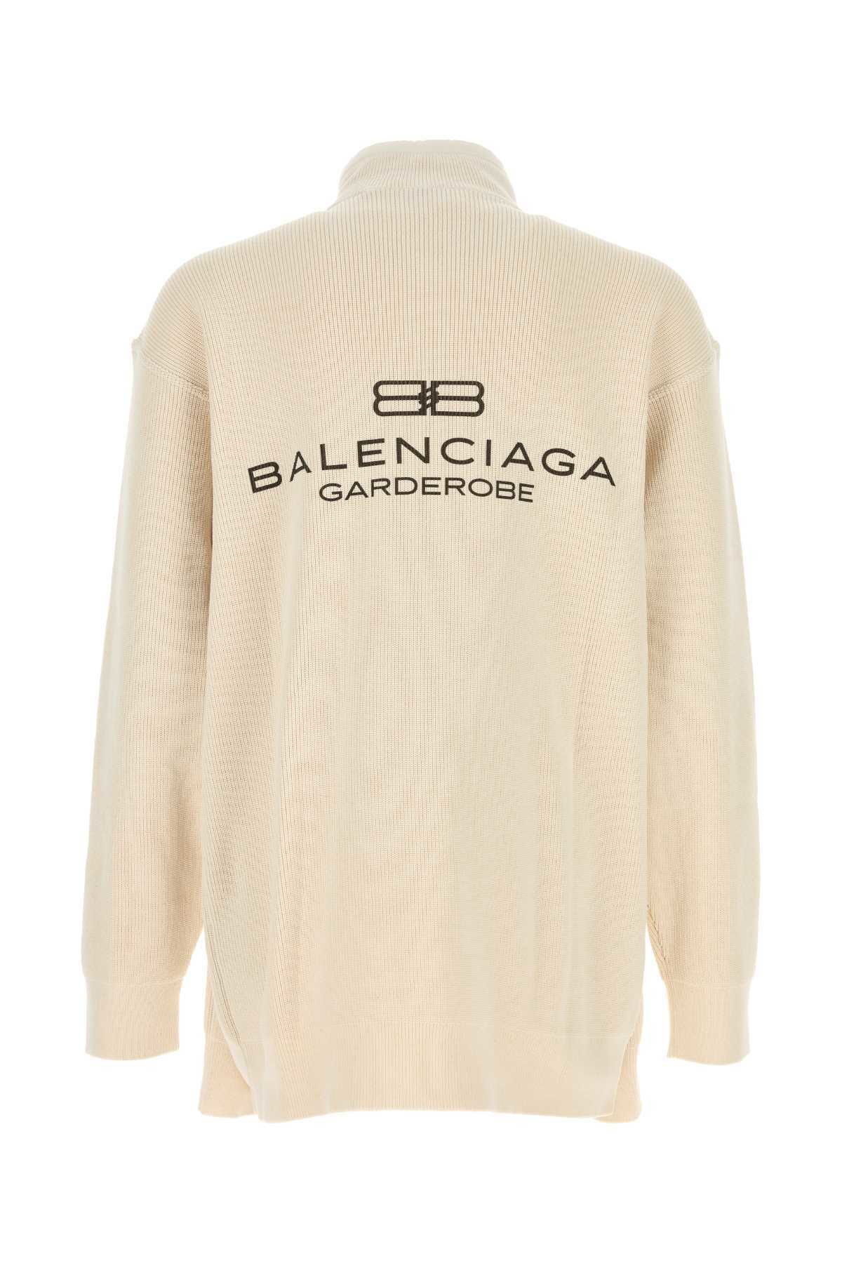 Balenciaga Cream Cotton And Polyester Sweater Balenciaga