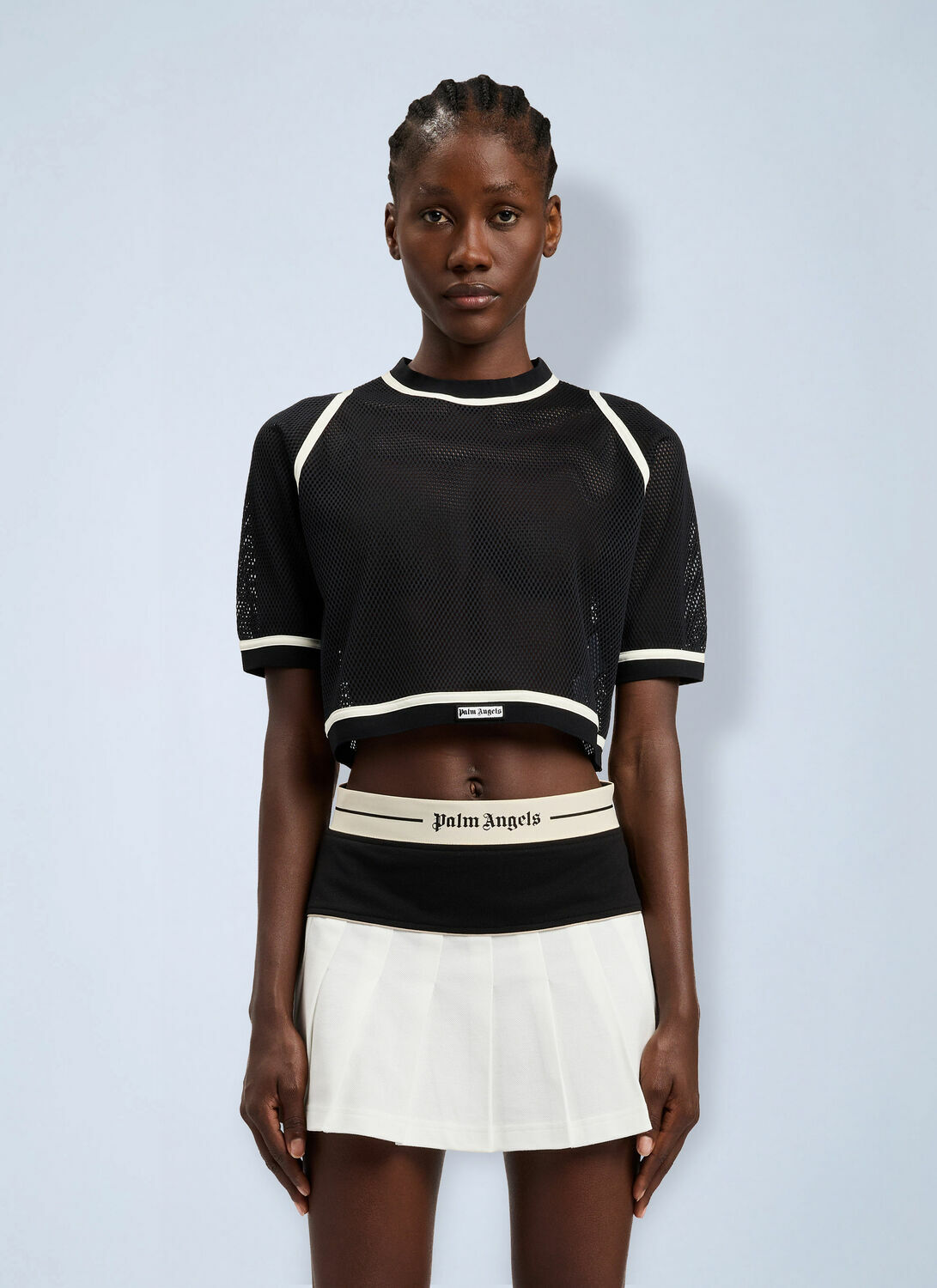 Palm Angels Logo Mesh Cropped Top