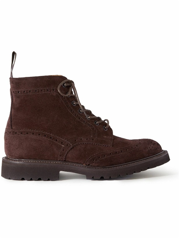 Photo: Tricker's - Stow Castorino Suede Brogue Boots - Brown