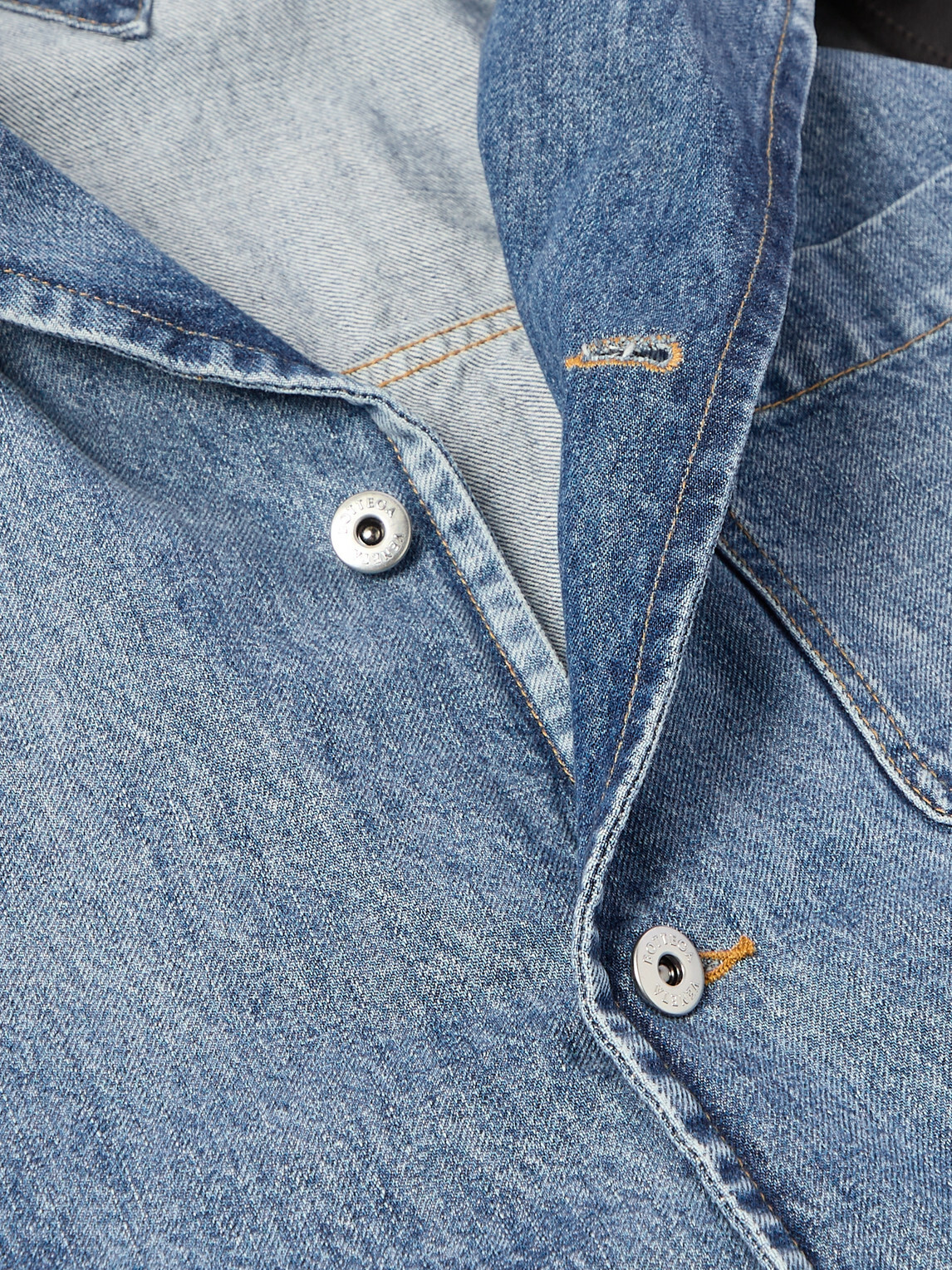 Bottega Veneta - Intrecciato Leather-Panelled Denim Jacket - Blue