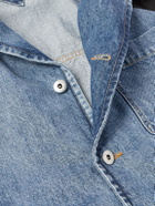 Bottega Veneta - Intrecciato Leather-Panelled Denim Jacket - Blue
