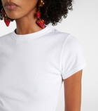 Saint Laurent Cassandre ribbed-knit cotton jersey T-shirt