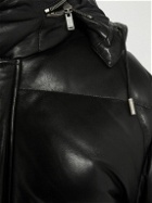 SAINT LAURENT - Quilted Leather Hooded Down Jacket - Black
