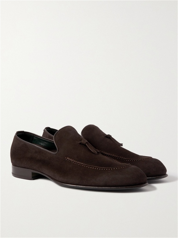 Photo: BRIONI - Lukas Leather-Trimmed Suede Tasselled Loafers - Brown