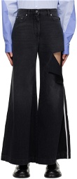 Peter Do Black Ripped Wide-Leg Jeans