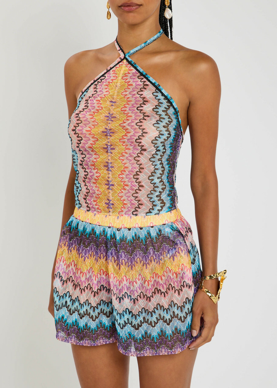 Missoni Zigzag-intarsia Fine-knit Playsuit Multicoloured