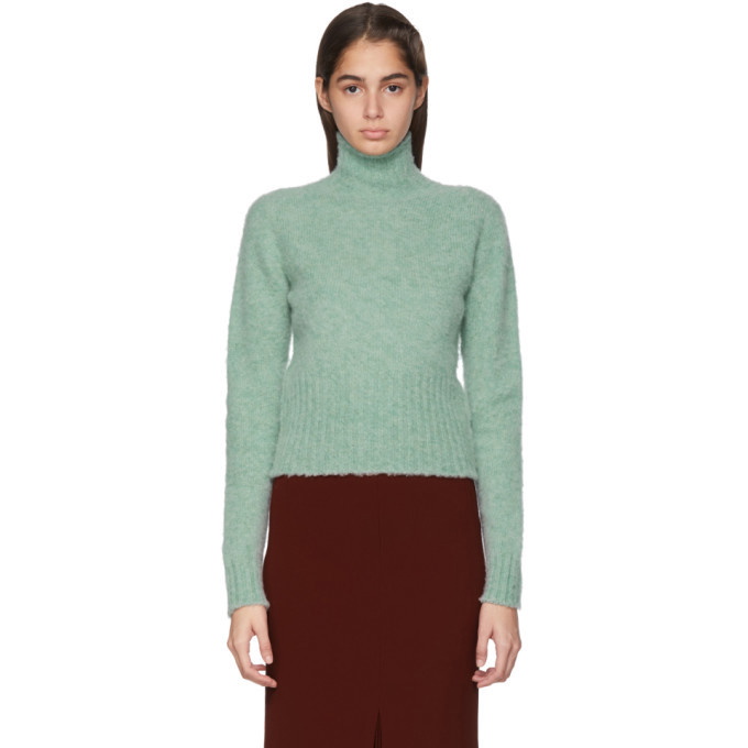 Photo: Victoria Beckham Green Wool Cropped Turtleneck