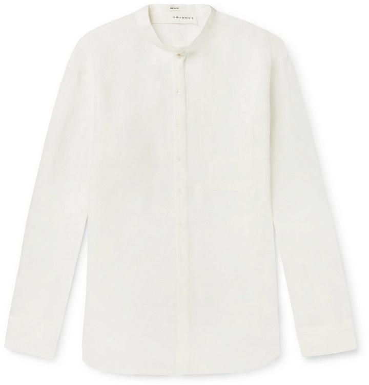 Photo: Isabel Benenato - Grandad-Collar Linen Shirt - White