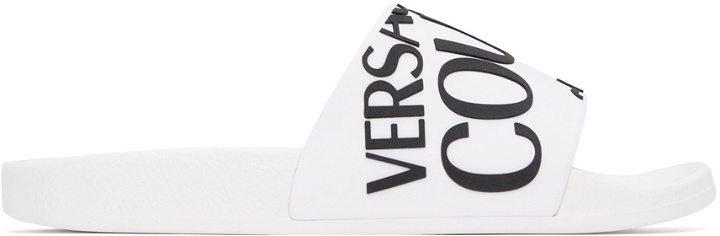 Photo: Versace Jeans Couture White Embossed Slides