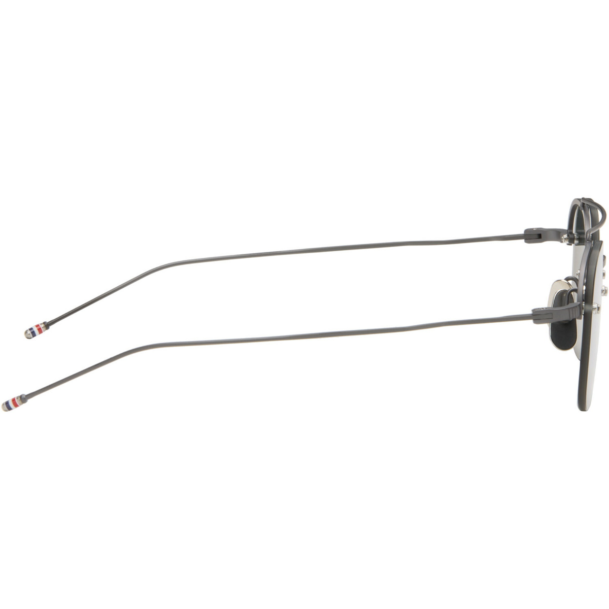 Thom Browne Gray Titanium Semi Rimless Pilot Sunglasses