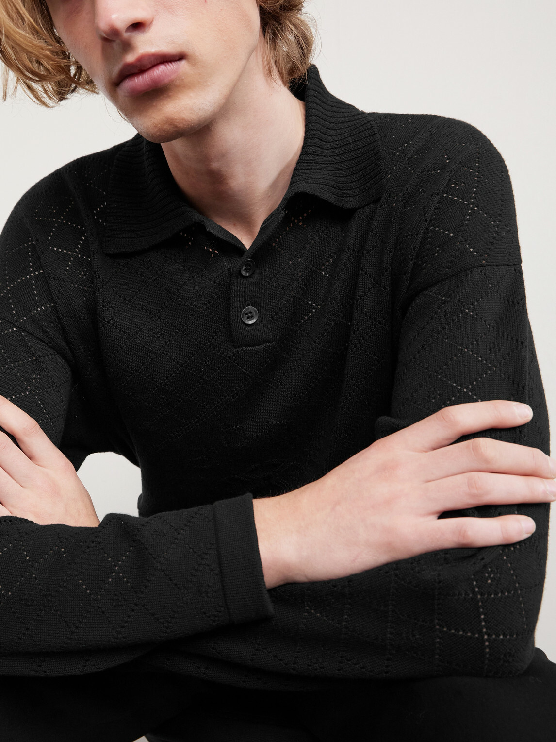 BODE - Anisette Pointelle-Knit Cotton Polo Shirt - Black