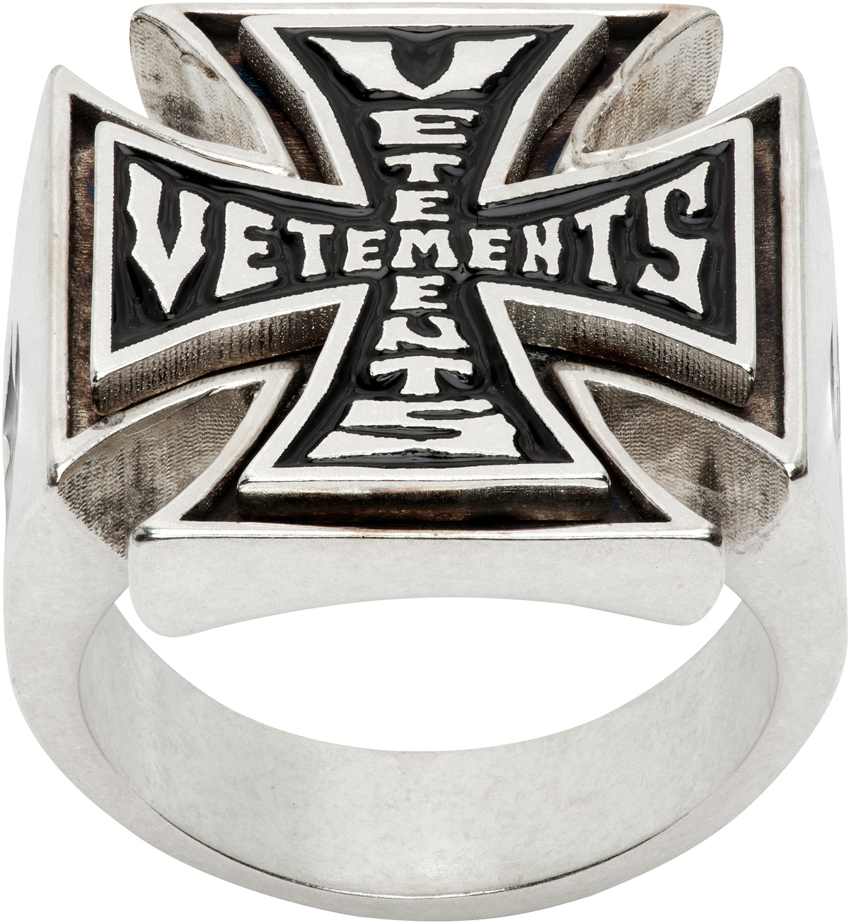 VETEMENTS Triple Biker Cross Logo Ring