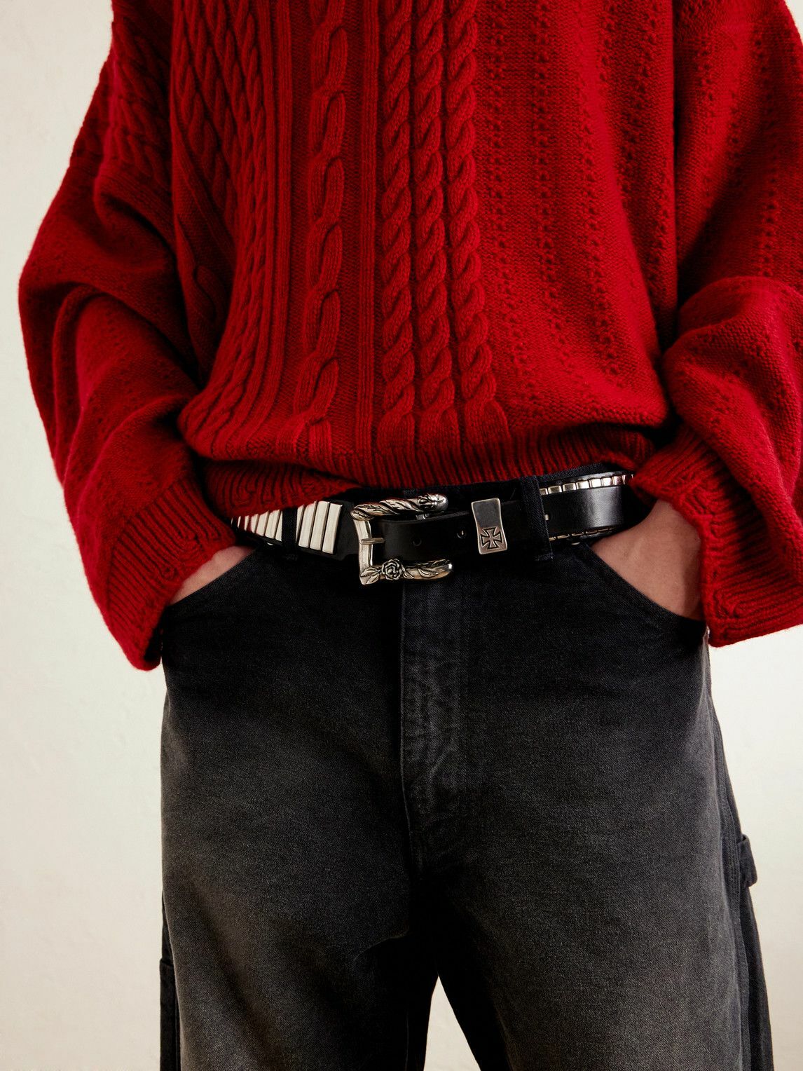Enfants Riches Déprimés - Mechanic 3.5cm Studded Leather Belt - Black