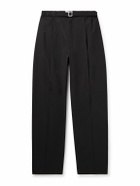 Amomento - Straight-Leg Belted Pleated Poplin Trousers - Black