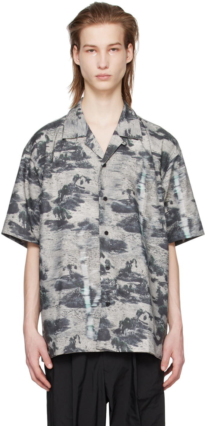 meanswhile Gray Side Slit Shirt
