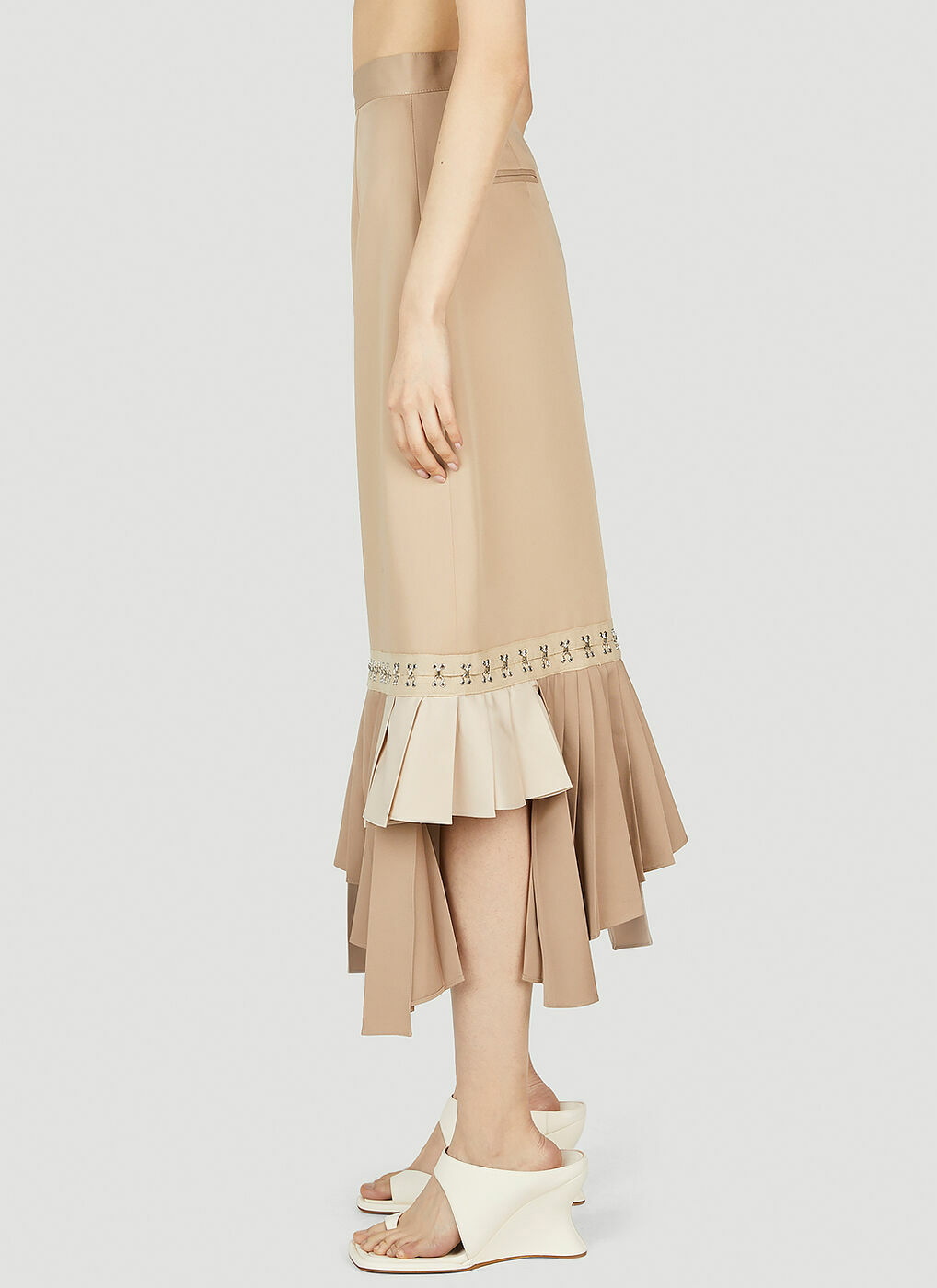 Rokh Triple Asymmetric Pleated Skirt - Grey