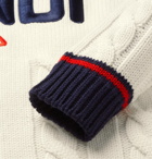 Fendi - Slim-Fit Logo-Appliquéd Cable-Knit Sweater - Men - White