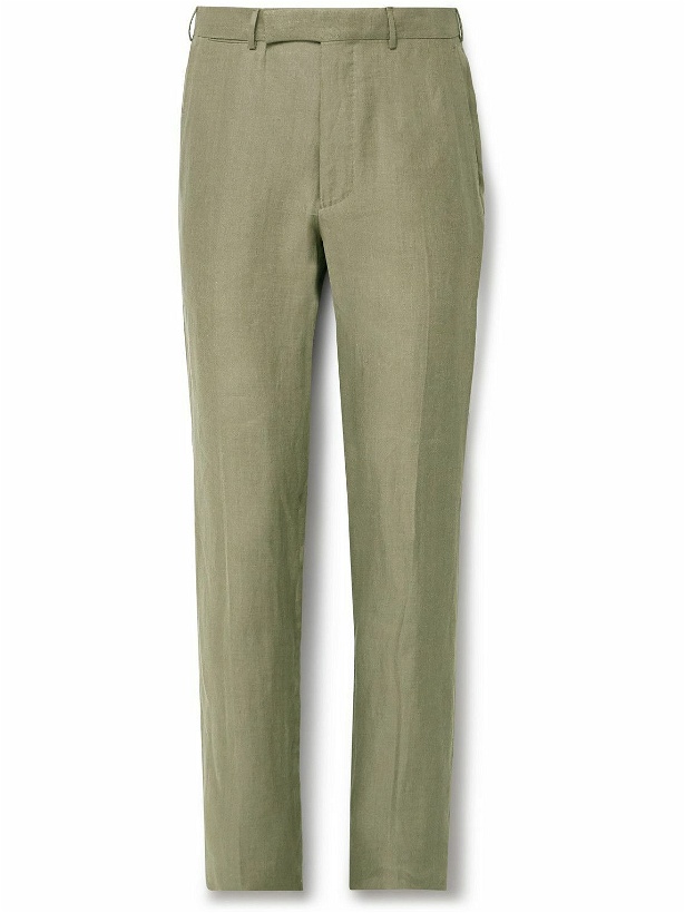 Photo: Zegna - Slim-Fit Oasi Lino Twill Suit Trousers - Green