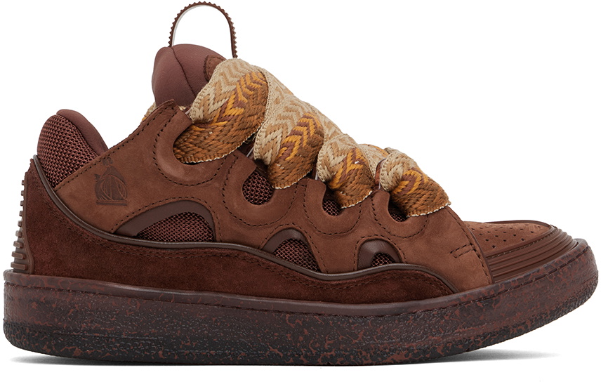 Lanvin Brown Leather Curb Sneakers Lanvin