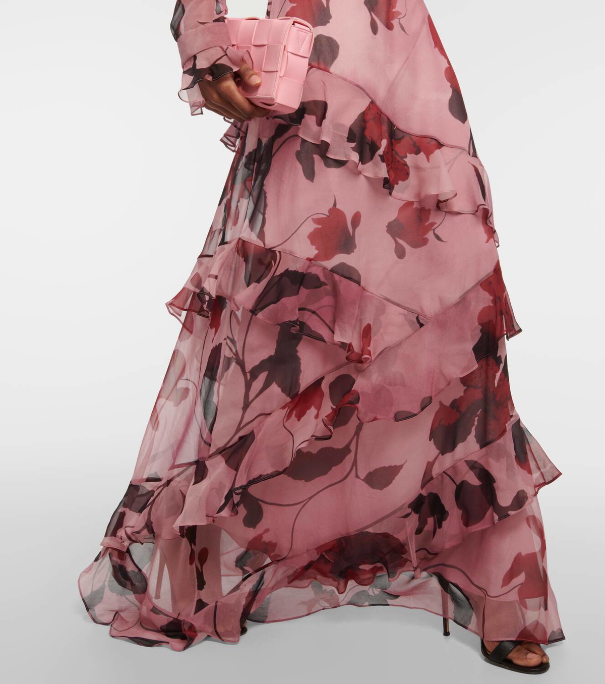 ERDEM アーデム ワンピース ブランド Floral silk voile1025086 Tie-neck floral silk voile gown in blue - Erdem | Mytheresa