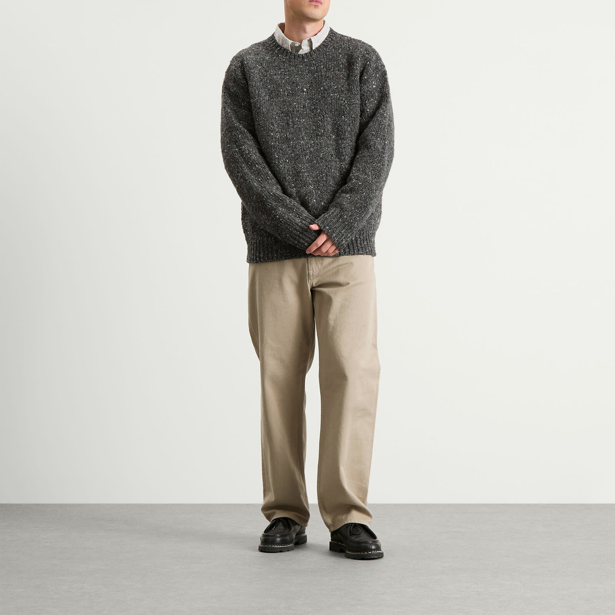 Norse Projects Men's Jonas Donegal Diamond Sweater in Charcoal Grey