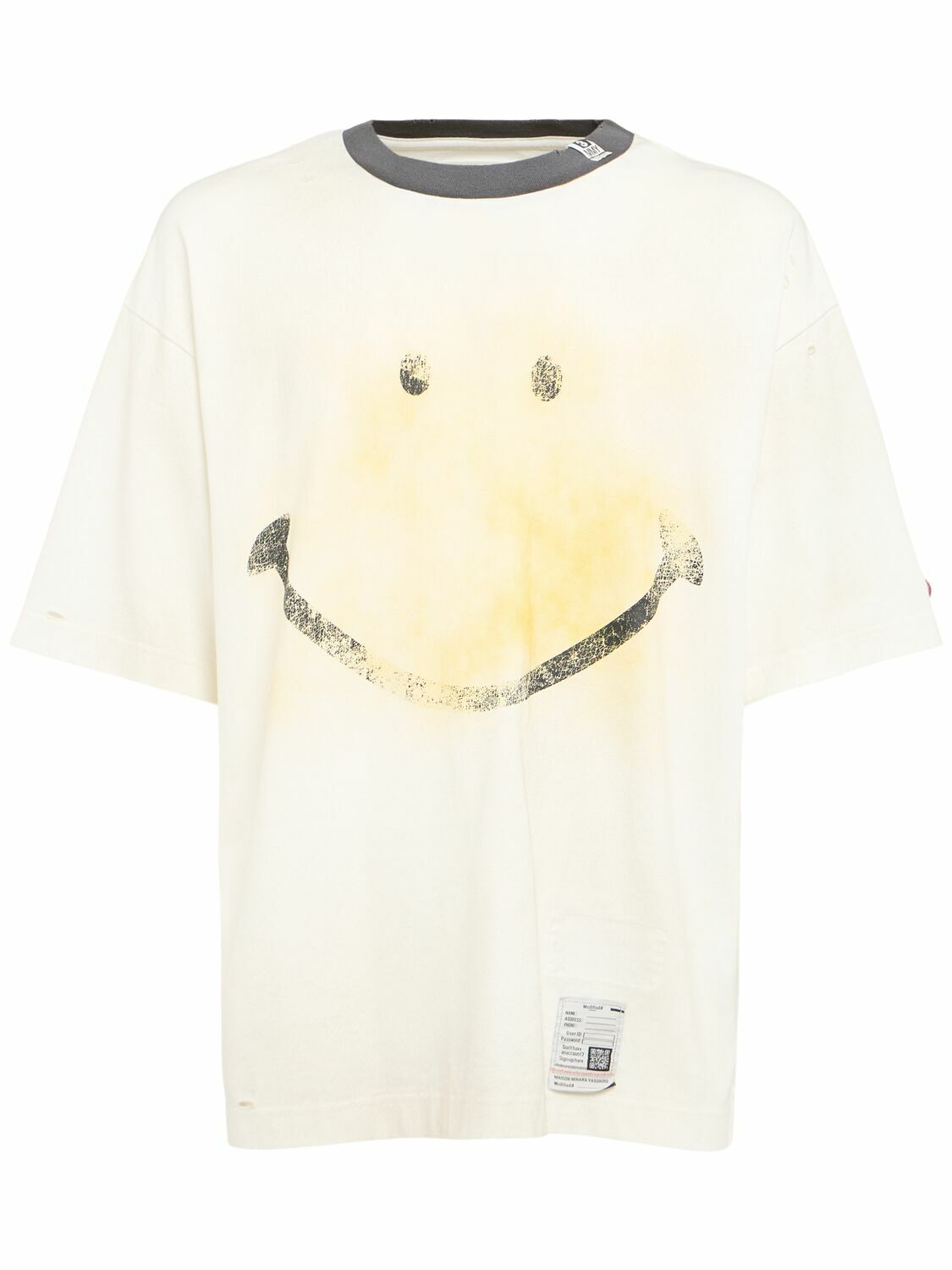 MIHARA YASUHIRO Smily Face Printed Tee スマイル T MIHARA YASUHIRO Smiley Face Printed Distressed T-shirt
