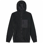 MKI Men's Polar Fleece Hooded Jacket in Black/Black
