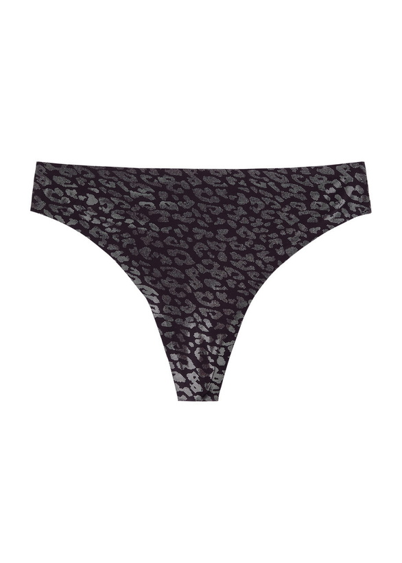 Photo: Chantelle Shimmer Leopard-jacquard Thong - Black - One Size