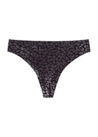 Chantelle Shimmer Leopard-jacquard Thong - Black - One Size