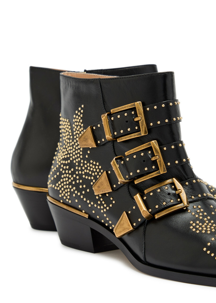 Chloe Susanna 40 Studded Nappa Leather Ankle Boots Black