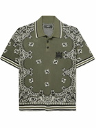 AMIRI - Logo-Embroidered Jacquard-Knit Cotton and Cashmere-Blend Polo Shirt - Green