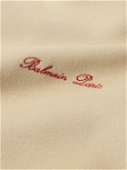 Balmain - Logo-Embroidered Striped Wool Varsity Jacket - Neutrals