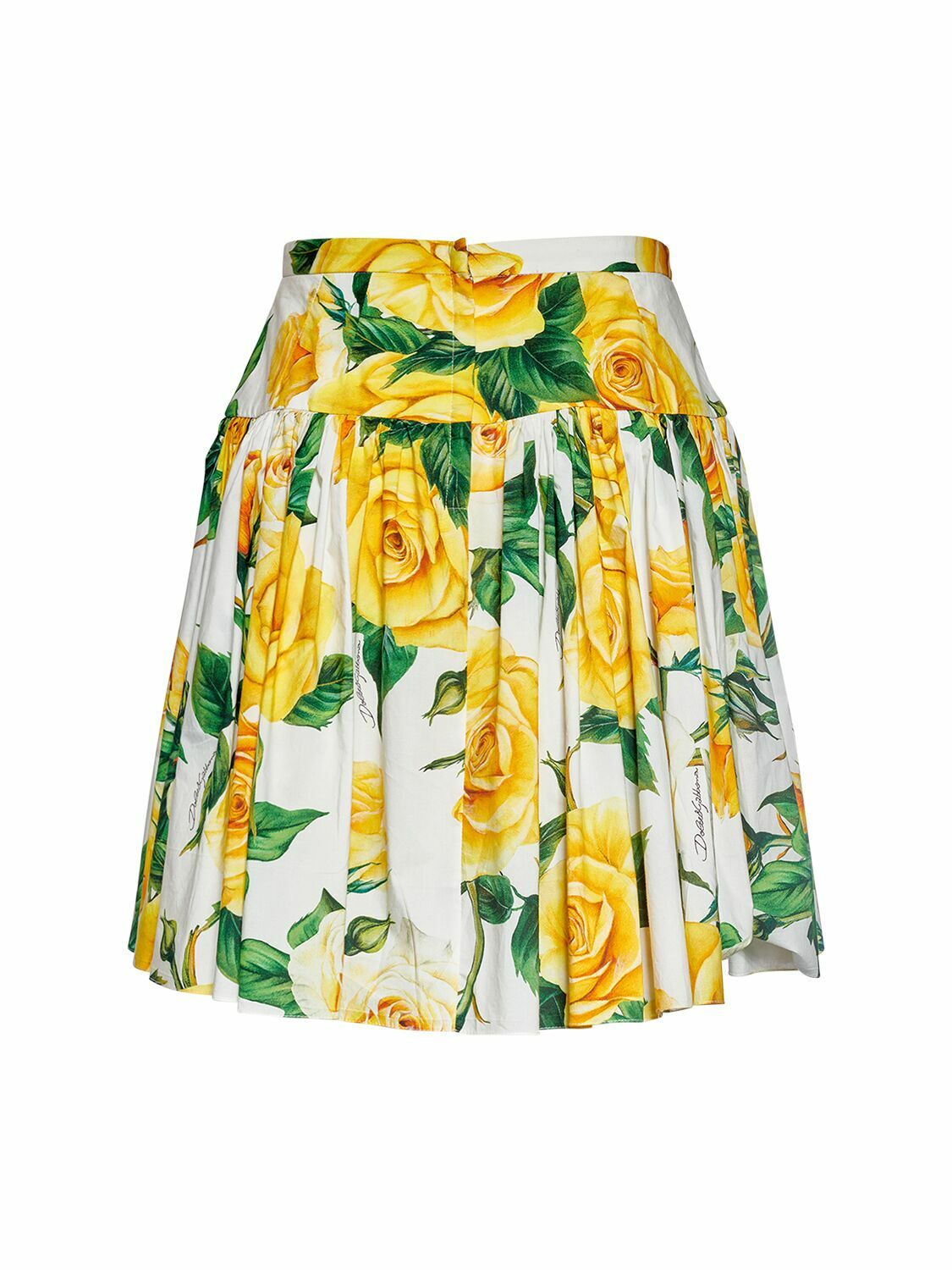 DOLCE & GABBANA - Rose Pleated Cotton Poplin Mini Skirt
