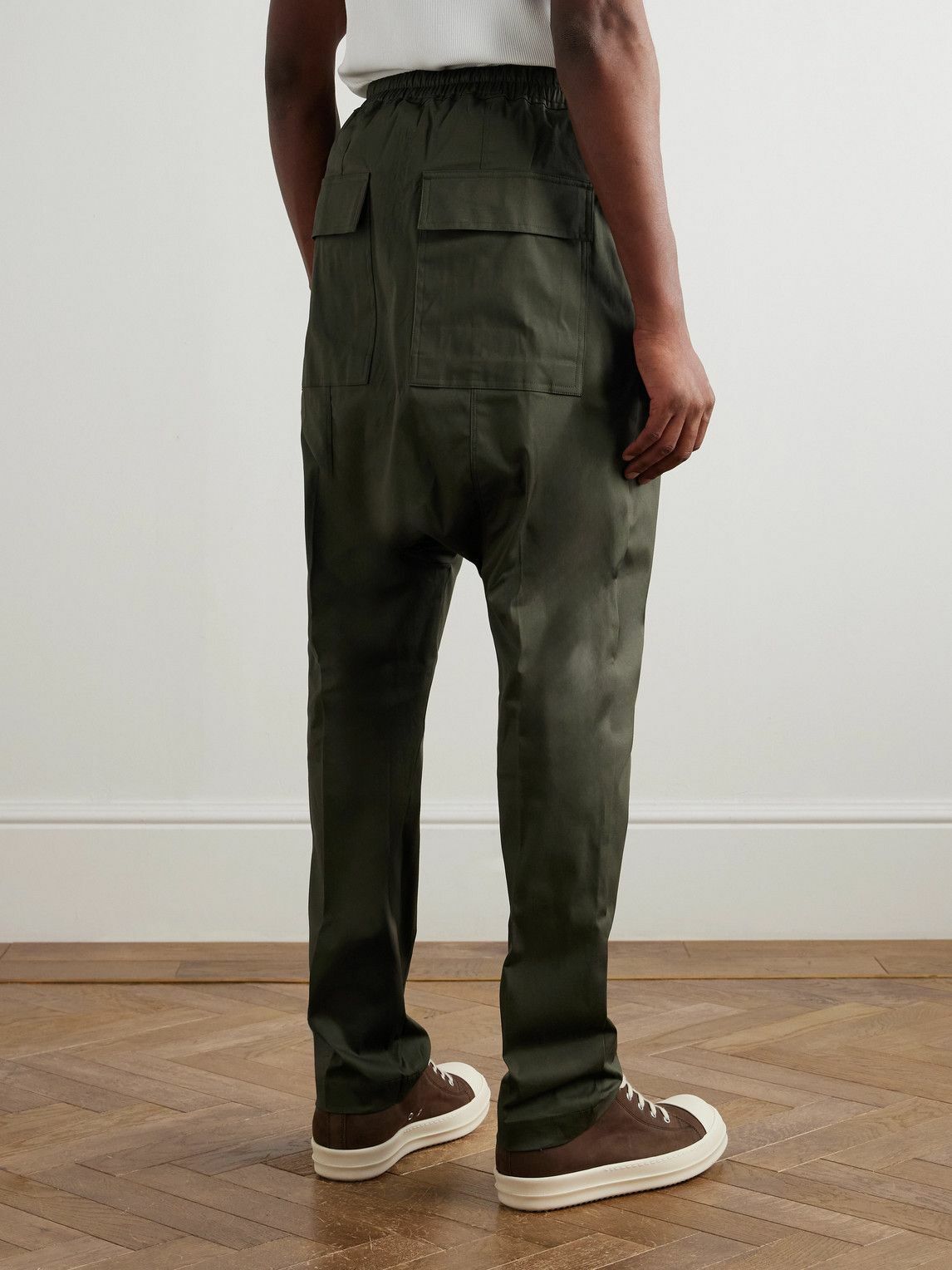 Rick Owens - Tapered Cotton-Blend Poplin Trousers - Green