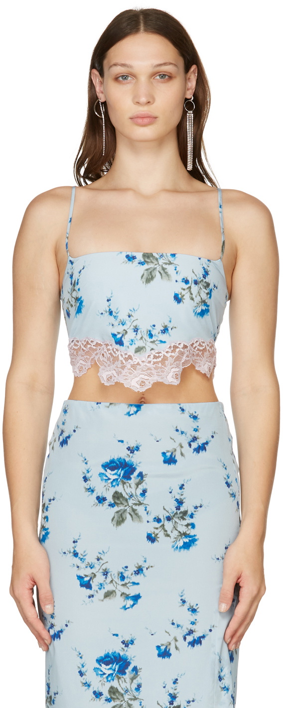 Blumarine top Blue Floral Print Tank