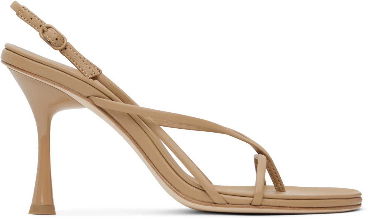 Studio Amelia Beige Wishbone 90 Heeled Sandals