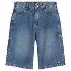 Dickies Women's Carpenter Denim Jort in Rinsed Blue