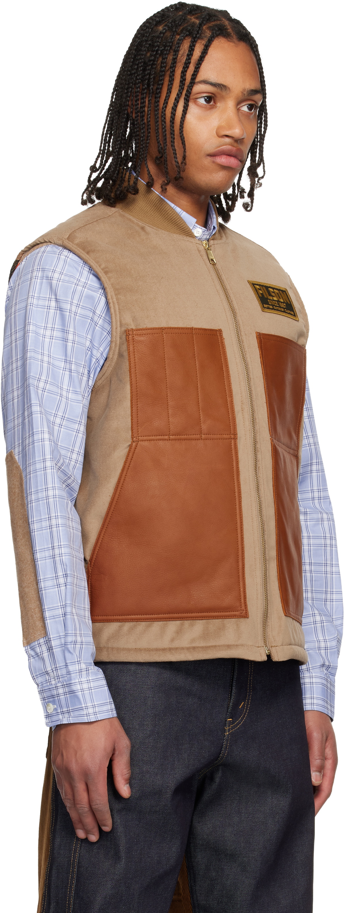 Junya Watanabe Beige & Green Filson Edition Faux-Suede Vest