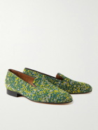 clothsurgeon - Kvadrat Arthur Sleep Leather-Trimmed Wool-Blend Bouclé Slippers - Green